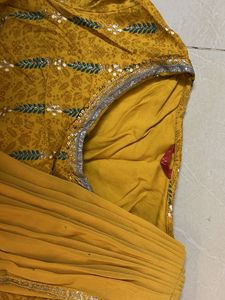 Vibrant Yellow saree style dress