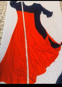 Orange &amp; Navy Blue Kurta Set