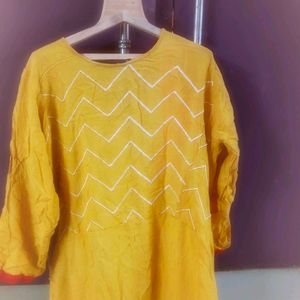 Yellow Embroidered Kurta