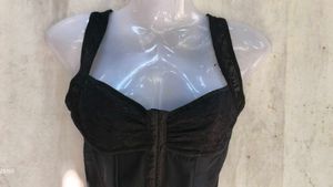 Black Lace Trim Corset Top