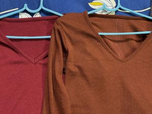 Ribbed Long Sleeve Tops (2 Pack)
