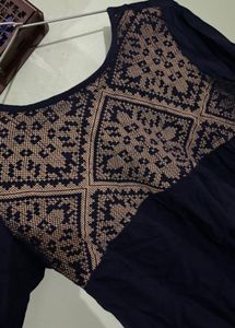 Navy Blue Embellished Top