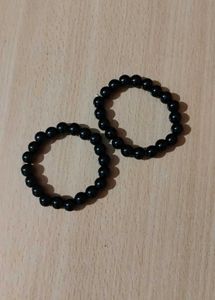 Set of 2 Black Beaded Bracelets
