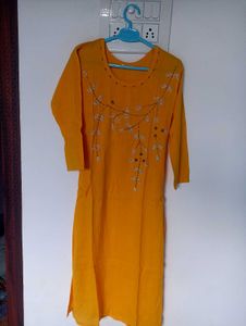 Yellow Embroidered Kurta