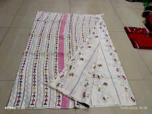 Elegant Embroidered White Saree