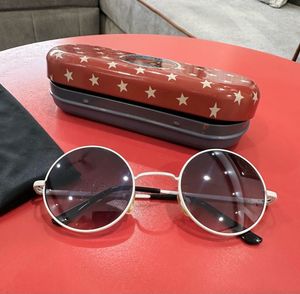 Round White Sunglasses with Metal Case
