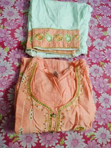 Elegant Peach Kurta Set with Embroidery
