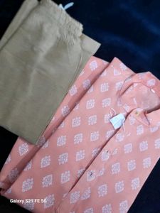Peach Printed Kurta with Pants