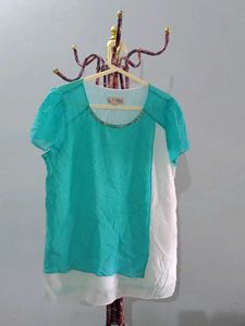 Chic Turquoise & White Layered Tunic