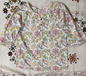 Floral Print Cotton Kurta