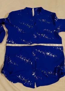 Sparkly Blue Button-Up Shirt
