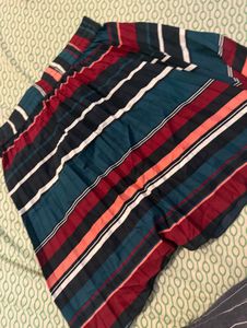 Pleated Striped Mini Skirt