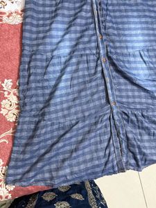 Blue Plaid Maxi Dress