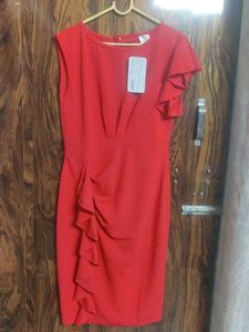 Chic Red Dress with Ruffle Detail