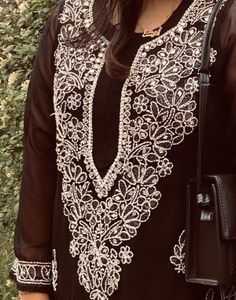 Elegant Black chickenkari Kurta