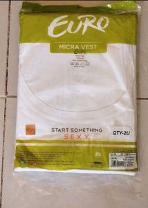 Pack Of Two Euro Cotton White Half Sleeves Vest