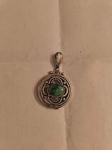 Vintage Silver Pendant with original Green Stone
