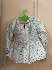 Chic Polka Dot Smocked Peplum Top