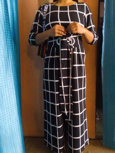 ❤️🥺🌸Chic Black &amp; White Checked Jumpsuit🥺❤️🌸