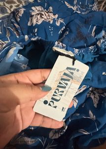 Chic Blue Floral Tiered Midi Dress