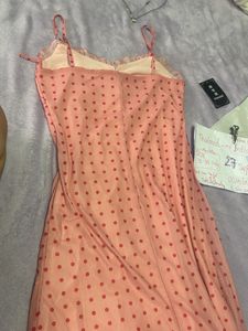 Pink Polka Dot Mesh Midi Dress34 can wear