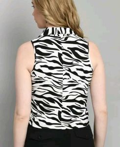 Zebra Print Button-Down Top