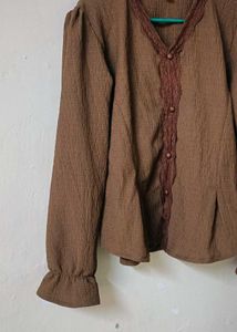 Elegant Brown Textured Blouse