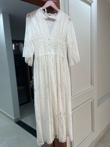 Elegant White Lace Midi Dress