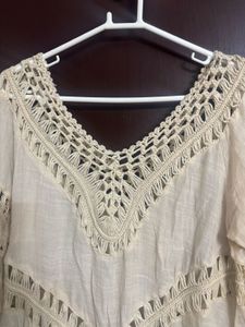 Cream Crochet Cover-Up Tunic/Top