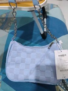 Baby Blue Checkerboard Shoulder Bag