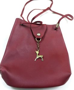 Sling bag Red Puf leather Arjustable/unique fan