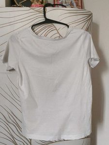 White T-Shirt with Blue Floral Print