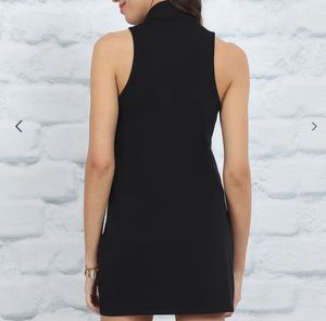 Sleek Black Halter Neck Mini Dress