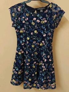 🇬🇧Navy Floral Print Fit & Flare Dress