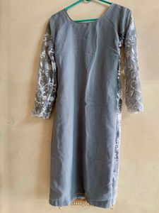 Elegant Grey Embroidered Kurta Set