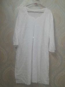 Elegant White Chikankari Kurta, size is L