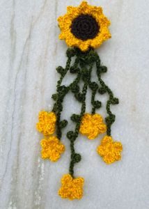 Handmade Crochet Sunflower Hair Clip