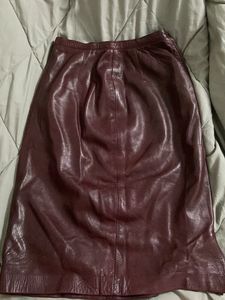 Chic Burgundy Leather Skirt