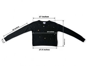 EMBELLISHED BLACK KNIT SWEATER — STUDDED DETAIL