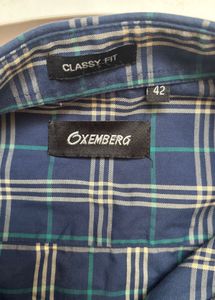 Men's Blue Plaid Long Sleeve Shirt