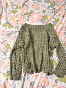 y2k/downtown Cozy Green Knit Cardigan