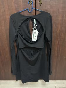 Black Cut-out Long Sleeve Dress