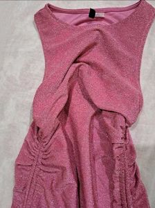 brand new (H&amp;M)Sparkly Pink Ruched Mini Dress