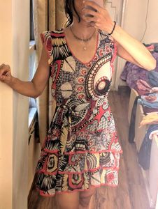 Boho Print Tiered Mini Dress