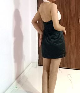 Light Pink Padded Halter Neck Black Dress
