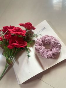 Pink Chenille Scrunchie