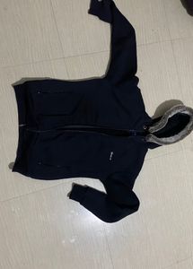 black very warm Faux Fur Hooded Jacket