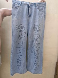 Artistic Face Print Jeans