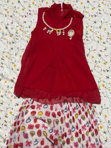 Girls Red Top with Palazzo