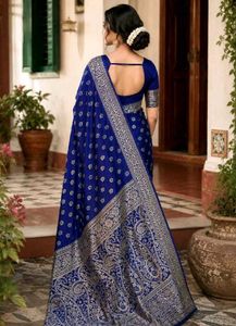Elegant Royal Blue Silk Saree with Zari Work